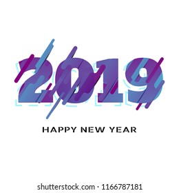 2019 Happy New Year paper craft holiday background.