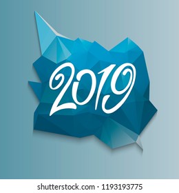 2019 Happy New Year, present greeting card. background with number