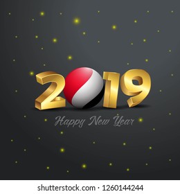 2019 Happy New Year Principality of Sealand Flag Typography. Abstract Celebration background