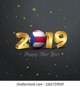 2019 Happy New Year Puerto Rico Flag Typography. Abstract Celebration background