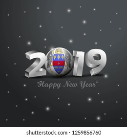 2019 Happy New Year Saint Barthelemy Flag Typography. Abstract Celebration background