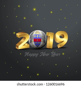 2019 Happy New Year Saint Barthelemy Flag Typography. Abstract Celebration background