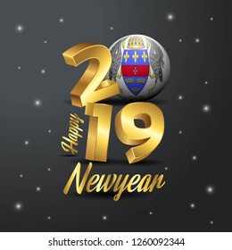 2019 Happy New Year Saint Barthelemy Flag Typography. Abstract Celebration background