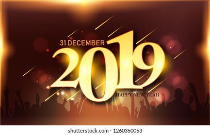 2019 Happy New Year Shining background 