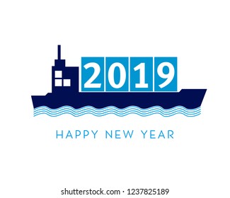 2019 happy new year with shipping concept