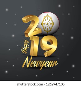 2019 Happy New Year Sikkim Flag Typography. Abstract Celebration background