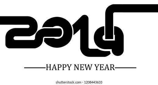 2019 happy new year  simple writing black two