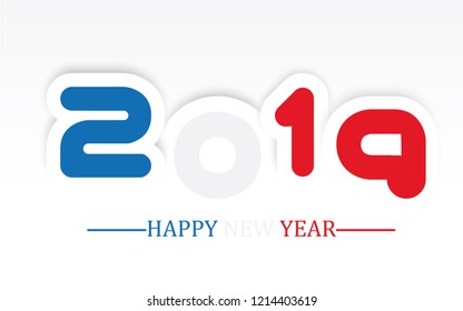 2019 happy new year simple writing with shading