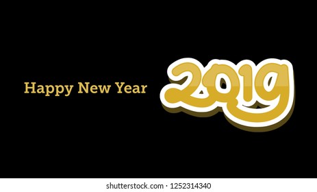 2019 Happy New Year. Stylish Text. Vector Illustration. Eps 08.
