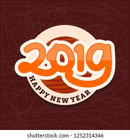 2019 Happy New Year. Stylish Text. Vector Illustration. Eps 08.