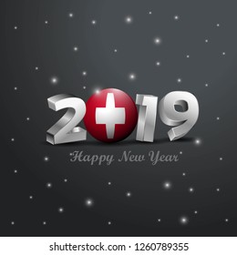 2019 Happy New Year Switzerland Flag Typography. Abstract Celebration background