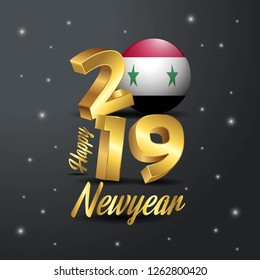 2019 Happy New Year Syria Flag Typography. Abstract Celebration background
