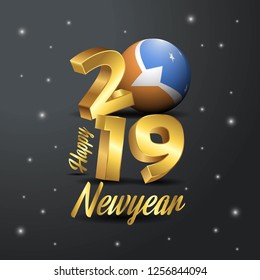 2019 Happy New Year Tierra del Fuego province Argentina Flag Typography. Abstract Celebration background