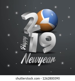 2019 Happy New Year Tierra del Fuego province Argentina Flag Typography. Abstract Celebration background