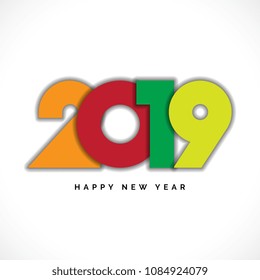 2019 Happy New Year Vector Numbers for Calendar Design. Winter Holidays Seasonal Flyers Greeting Card