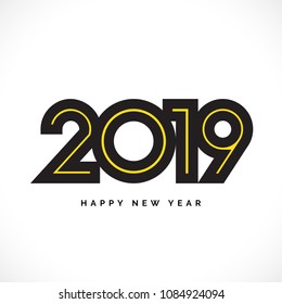 2019 Happy New Year Vector Numbers for Calendar Design. Winter Holidays Seasonal Flyers Greeting Card