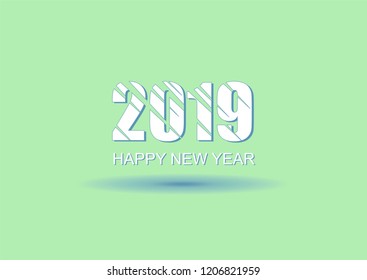 2019 Happy new year vector green background. Christmas illustration.