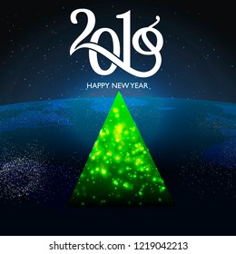 2019 happy new year Vector winter card writing calligraphic numbers 2019 and congratulations with happy New Year 