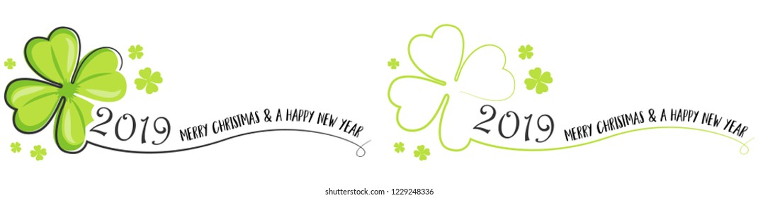 2019 Happy new year vector drawing set