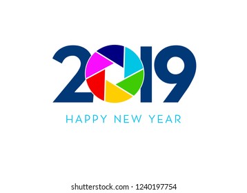 2019 happy new year vector with shutter photography concept
