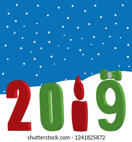 2019 Happy New Year Vector Background in blue and red
