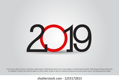 2019. Happy new year vector design simple flat number for greeting card