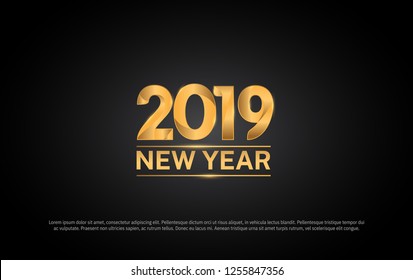 2019. Happy new year vector simple design golden color for celebration