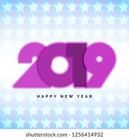 2019 Happy New Year Vector Numbers for Calendar Design. Winter Holidays Greeting Card with Halftone and Star Geometric Elements