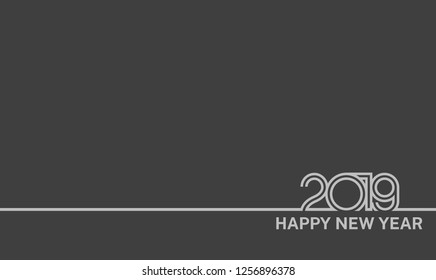 2019. Happy new year vector design simple greeting card with multiple line white color