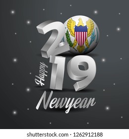 2019 Happy New Year Virgin Islands US Flag Typography. Abstract Celebration background