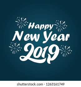 2019 happy New Year's dark blue background. Vector holiday holiday greeting card