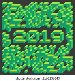 2019 Implementation of Edward Zajec “Il Cubo” from 1971. Essentially a Truchet tile set of 8 tiles and rules for placement art illustration