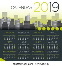2019 International Business Calendar - Vector Template