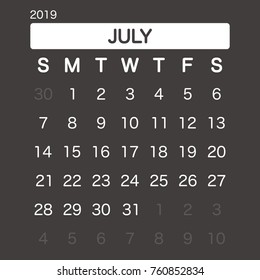 2019 JULY Calendar Planner Design.