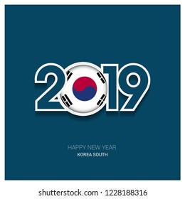 2019 Korea South Typography, Happy New Year Background