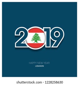 2019 Lebanon Typography, Happy New Year Background