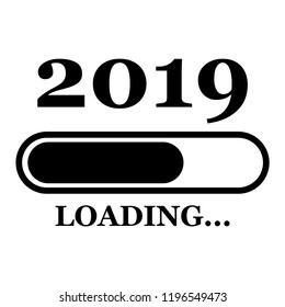 2019 loading with progress bar. Progress bar almost reaching new year's eve. Vector illustration with 2019 loading