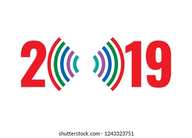 2019 logo, 2019 new year concept, 2019 colored circle vector