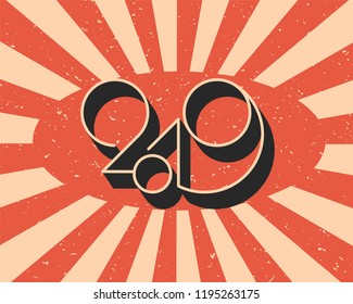 2019 logo new year vector on white background. Lettering for print web greeting card and posters