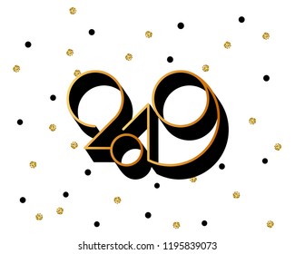 2019 logo new year vector on white background. Lettering for print web greeting card and posters