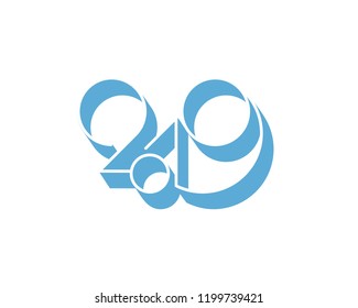 2019 logo new year vector on white background. Lettering for print web greeting card and posters