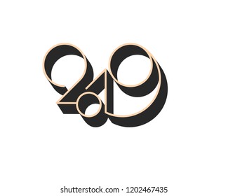 2019 logo new year vector on white background. Lettering for print web greeting card and posters