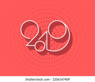 2019 logo new year vector on white background. Lettering for print web greeting card and posters