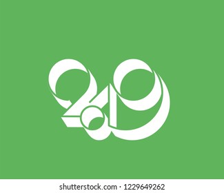 2019 logo new year vector on white background. Lettering for print web greeting card and posters