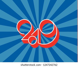2019 logo new year vector on white background. Lettering for print web greeting card and posters