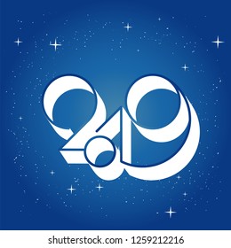 2019 logo new year vector on white background. Lettering for print web greeting card and posters
