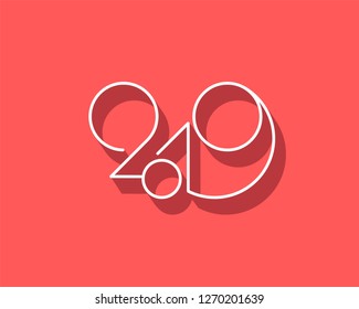 2019 logo new year vector on white background. Lettering for print web greeting card and posters