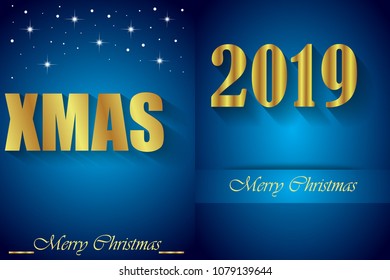 2019 Merry Christmas background for your invitations, festive posters, greetings cards.