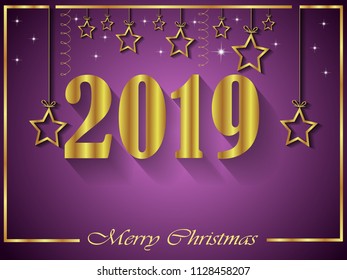 2019 Merry Christmas background for your invitations, festive posters, greetings cards.