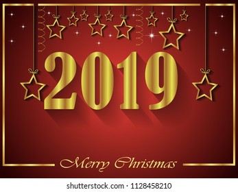 2019 Merry Christmas background for your invitations, festive posters, greetings cards.